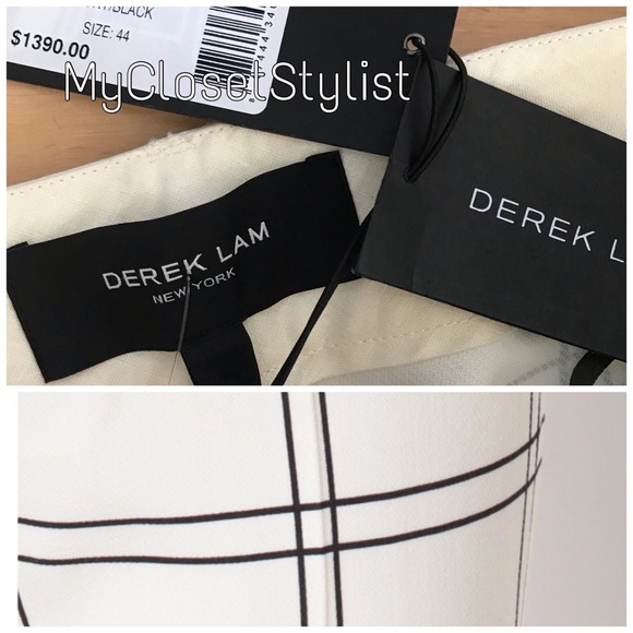 DEREK LAM $1,390 Pants NWT Slim Wool Trousers! 44 black - Picture 3 of 8